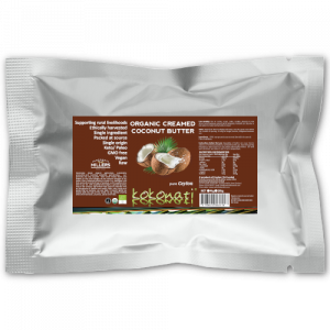 Front view of Kokonati Organic Creamed Coconut butter in a 20kg pouch