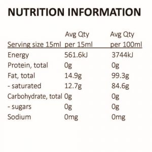 Nutrition Information MCT coconut oil