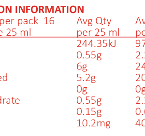 Organic 90% Coconut whipping cream Nutrition Information