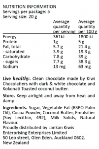 Nutrition Information - Dark chocolate coconut rough