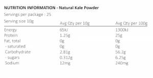 Natural kale powder nutrition information