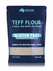 Brown Teff Flour front of 500g pack