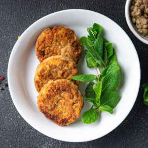 Vegetable protein meat-less patties