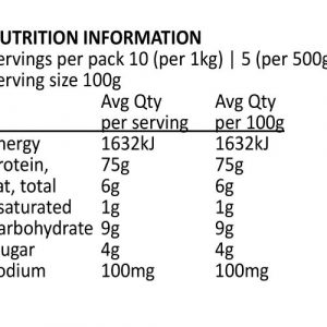 Nutritional information -HEIRLOOM Vital wheat Gluten