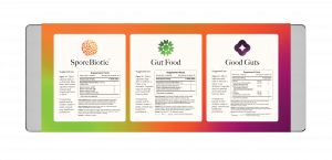 Gutsi (back of kit) suggested use , supplement facts, ingredient list and storage instructions