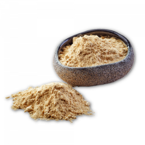 Organic Maca powder in coconut shell