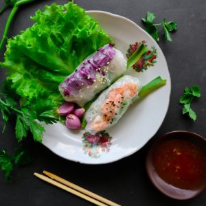 vege filled rice roll