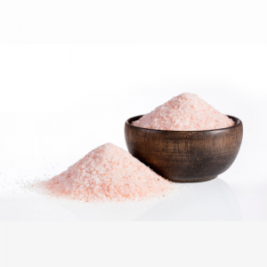 Himalayan Pink salt in a wooden bowl