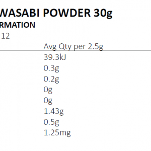 Nutrition information Wasabi powder 30g