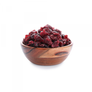 Organic cranberries dried in apple juice in a bowl
