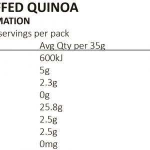 Nutrition Information for Puffed Organic Quinoa