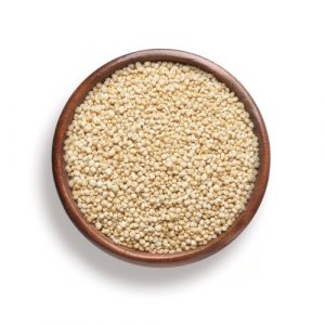 Organic Puffed Quinoa in a wooden bowl