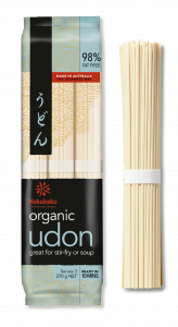 Organic Noodles Udon with noodle bundle on side 270g