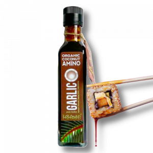 Organic coconut garlic amino sauce 250ml glass bottle