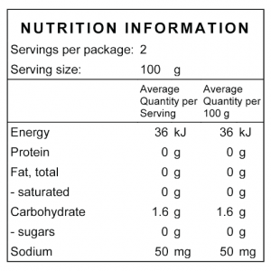 Nutrition Information EAGLOBE Konjac noodles 320g- drained 200g