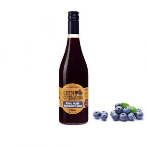 Pure Blueberry Juice with blueberry in background 750ml glass bottle
