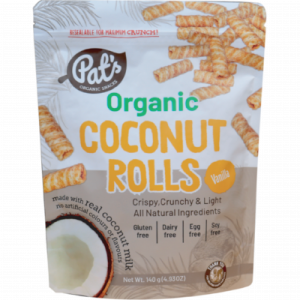 back of Pats Organic Coconut Rolls Vanilla
