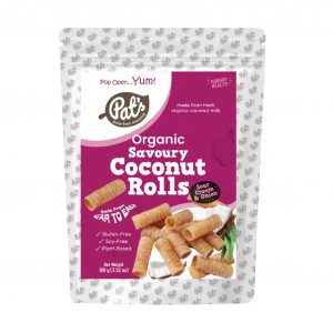 Pats Organic Savoury Coconut rolls Sour Cream and Onions